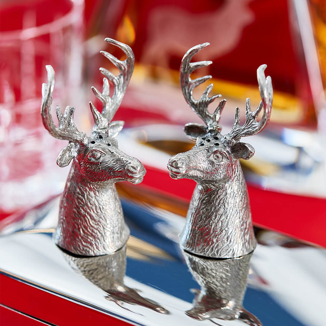 Deer Salt & Pepper Shakers Pewter
